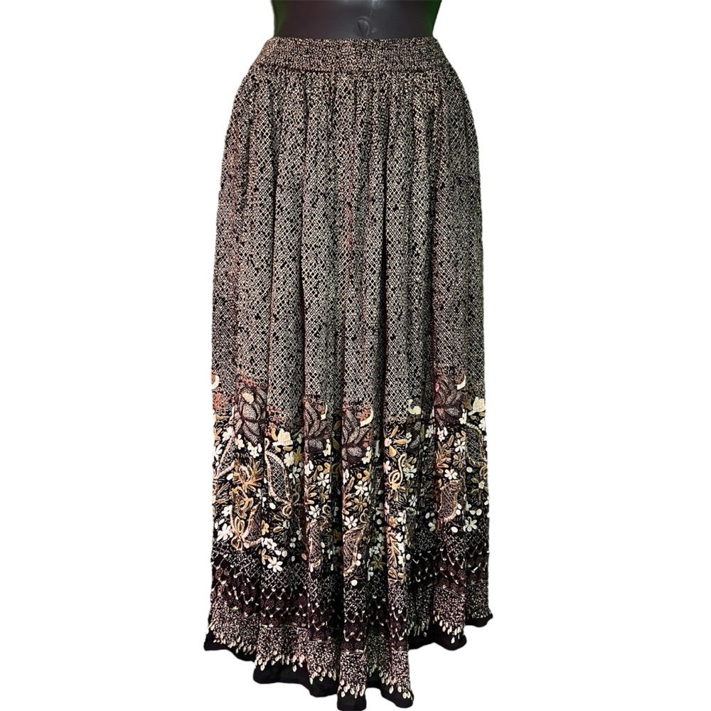Boho Floral Maxi Skirt with Stretch Waist
